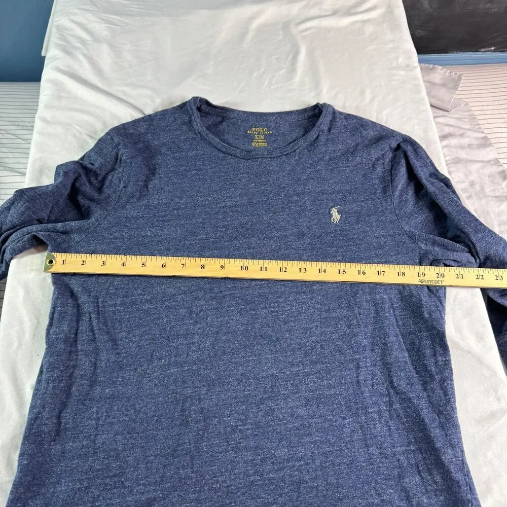 Polo Ralph Lauren Men’s Large Custom Fit Long Sleeve T Shirt Blue Pony Logo